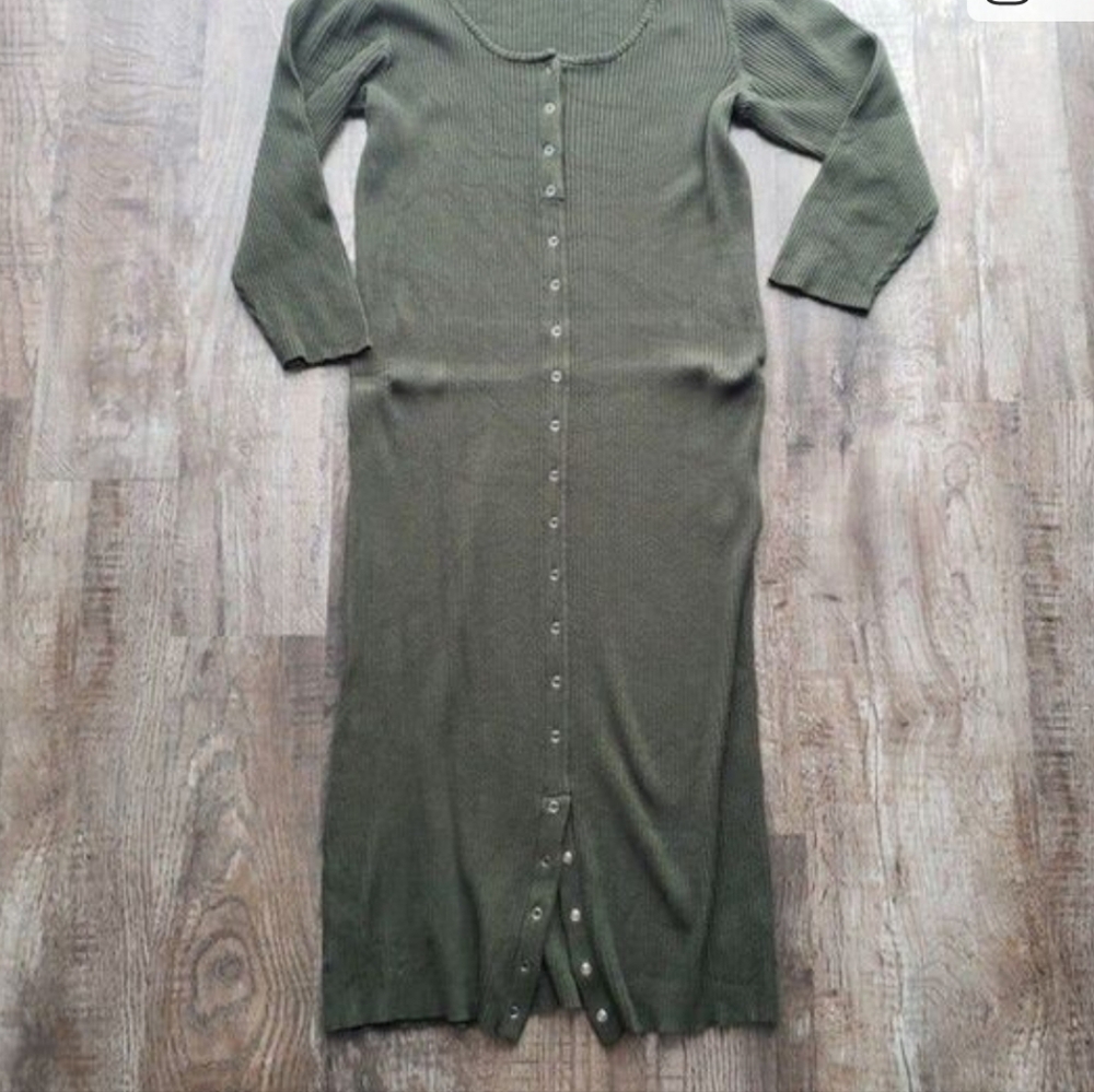 Torrid Olive Green Rib Button Front Bodycon Midi Dress 2x..great Condition